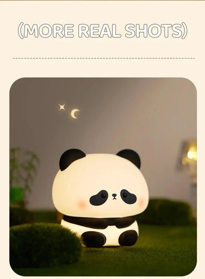 Panda LED Night Light Cute Silicone Night Light USB Rechargeable Touch Night Lamp Bedroom Timing Lamp Decoration Children's Gift SS69