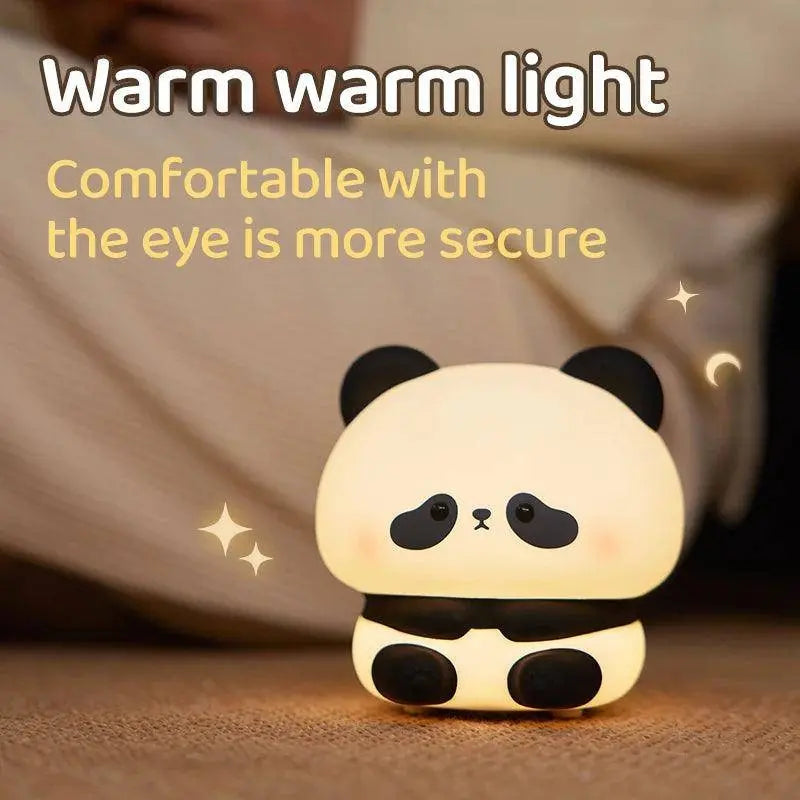 Panda LED Night Light Cute Silicone Night Light USB Rechargeable Touch Night Lamp Bedroom Timing Lamp Decoration Children's Gift SS69