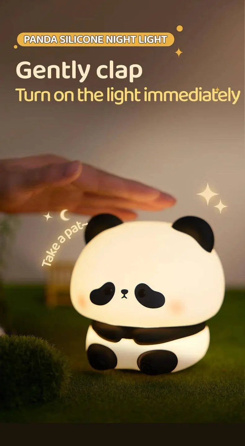 Panda LED Night Light Cute Silicone Night Light USB Rechargeable Touch Night Lamp Bedroom Timing Lamp Decoration Children's Gift SS69