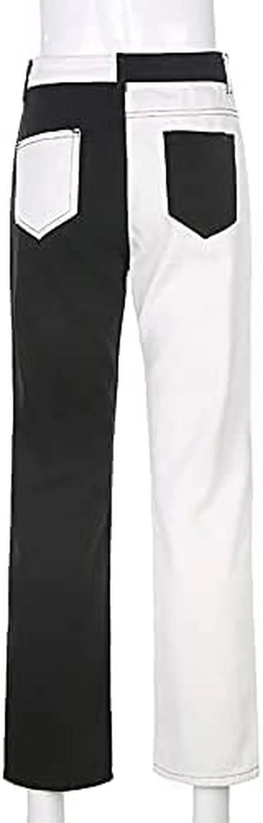 Patchwork Jeans per Le Donne a Vita Alta Stretch Cutoff Distressed Gamba Dritta Denim Jeans Pantaloni Anni '90 Vintage E-Girl Style Y2K Pantaloni Svasati - SS69