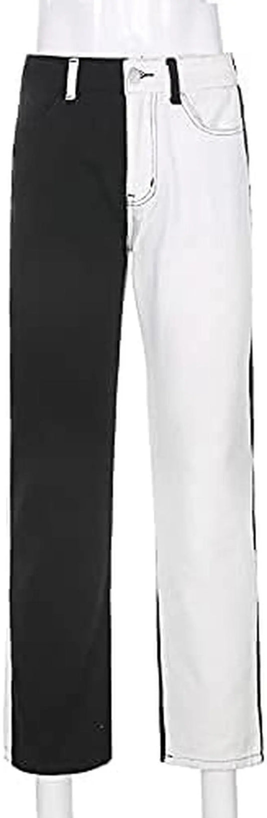 Patchwork Jeans per Le Donne a Vita Alta Stretch Cutoff Distressed Gamba Dritta Denim Jeans Pantaloni Anni '90 Vintage E-Girl Style Y2K Pantaloni Svasati - SS69