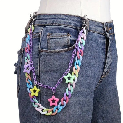 Pendant Waist Chain - Belt Accessory SS69 10.69 Colorful Five-pointed Star Simulation Chain Waist