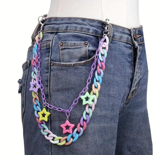 Pendant Waist Chain - Belt Accessory SS69 10.69 Colorful Five-pointed Star Simulation Chain Waist
