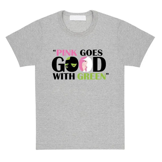 Pink Goes Good with Green T-shirt Fantasy Movies Wicked Printing Tshirts Cotton High Quality O-neck Tee-shirt for Women Unisex SS69