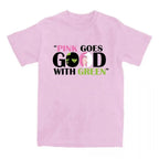 Pink Goes Good with Green T-shirt Fantasy Movies Wicked Printing Tshirts Cotton High Quality O-neck Tee-shirt for Women Unisex SS69 12.69 pink / XS