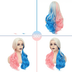 Pink and Blue Long Curly Wigs for Cosplay, Halloween, Party Show, Daily Use - Suicide Squad Harley Quinn - SS69