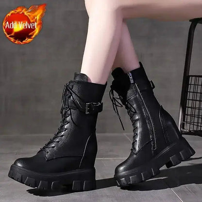 Platform Very High Heel Mid Calf Black White Shoes For Woman Women's Boots Footwear Half New Rock With Stylish Y2k Gothic - SS69