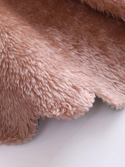 Plus Size Boho Coat, Women's Plus Patchwork Print Liner Fleece Long Sleeve Button Up Hooded Tunic Coat With Pockets SS69