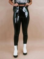Plus Size Faux Latex Pants Women Gothic Shiny Patent Leather Trousers 9XLStretch Splicing Pencil Pants 8XL Clubwear Custom 7XL SS69