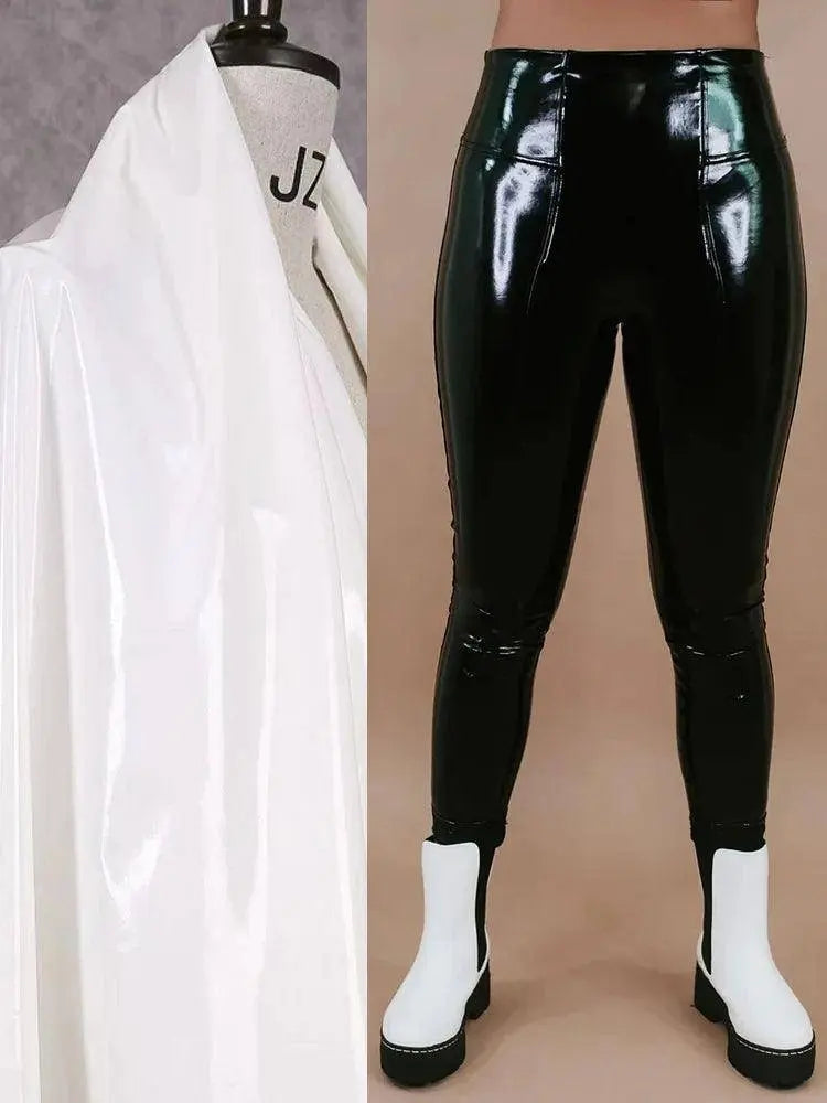 Plus Size Faux Latex Pants Women Gothic Shiny Patent Leather Trousers 9XLStretch Splicing Pencil Pants 8XL Clubwear Custom 7XL SS69 52.69 WHITE / 9XL
