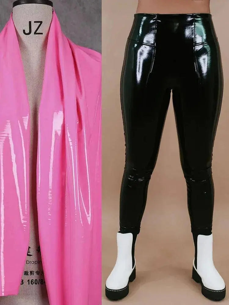Plus Size Faux Latex Pants Women Gothic Shiny Patent Leather Trousers 9XLStretch Splicing Pencil Pants 8XL Clubwear Custom 7XL SS69 52.69 Pink / 7XL