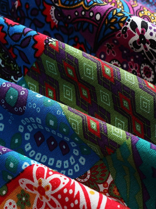 Plus Size Floral Pattern Coat, Casual Long Sleeve Fuzzy Hooded Coat For Fall & Winter, Women's Plus Size Clothing SS69