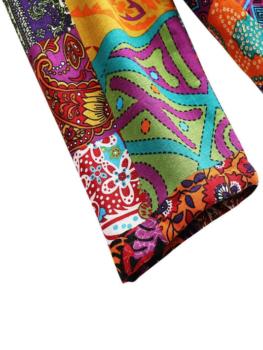 Plus Size Floral Pattern Coat, Casual Long Sleeve Fuzzy Hooded Coat For Fall & Winter, Women's Plus Size Clothing SS69