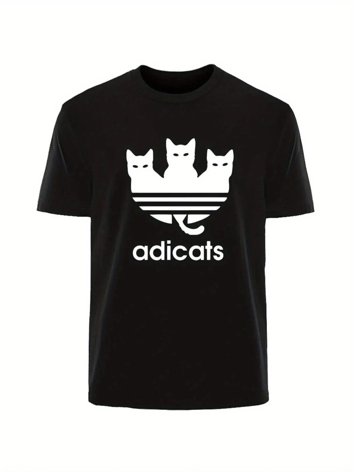 Plus Size Men's Cotton T-Shirt - Cute Three Cats Print, Breathable & Comfortable Casual Tee for Summer Outdoor Streetwear - SS69