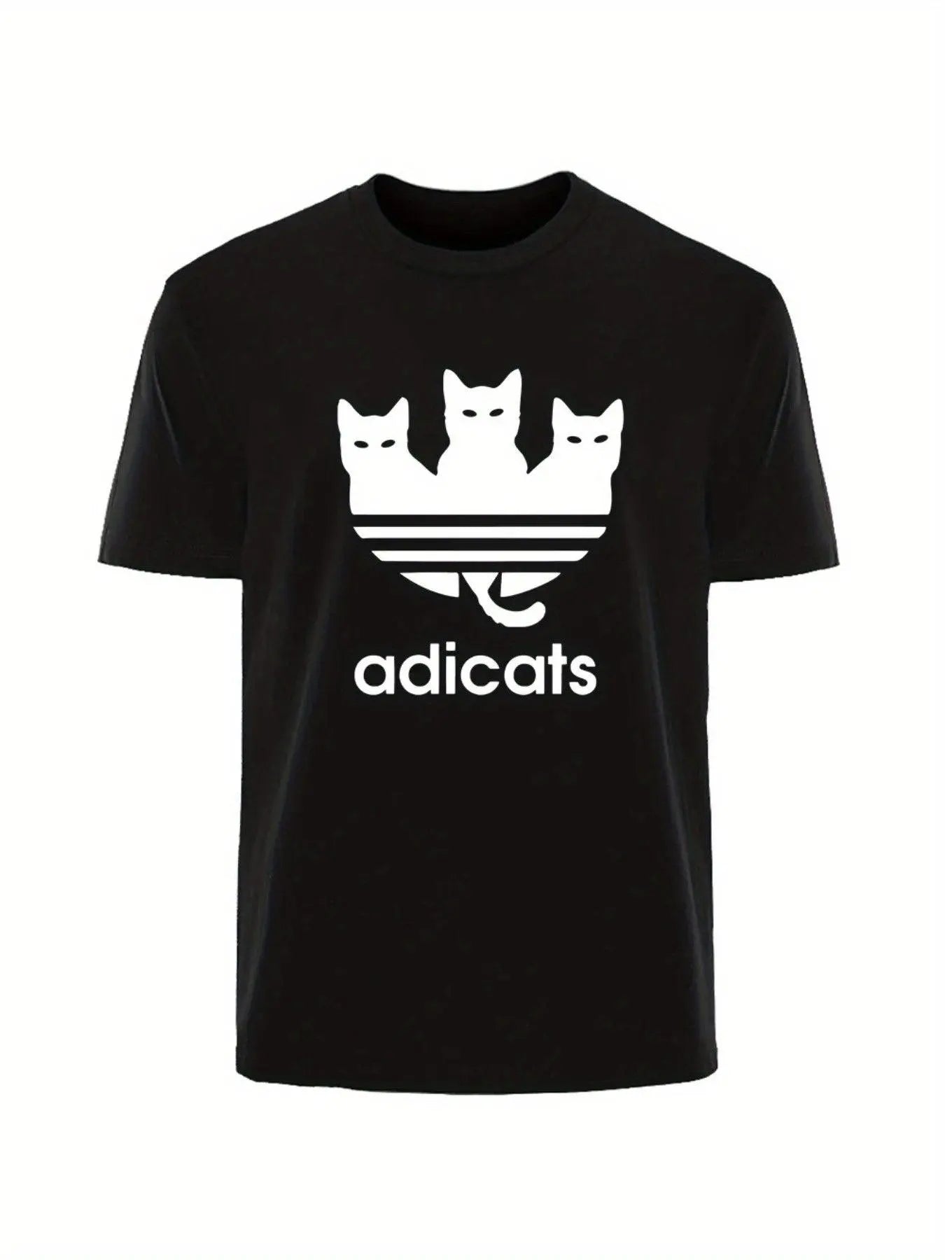 Plus Size Men's Cotton T-Shirt - Cute Three Cats Print, Breathable & Comfortable Casual Tee for Summer Outdoor Streetwear - SS69