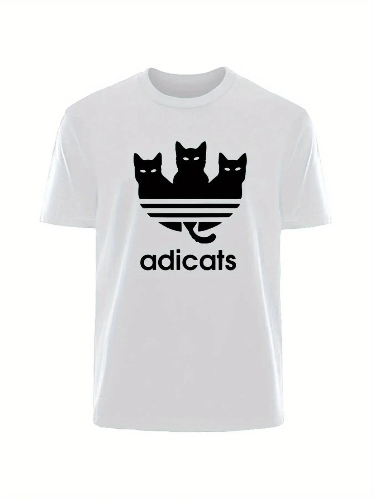 Plus Size Men's Cotton T-Shirt - Cute Three Cats Print, Breathable & Comfortable Casual Tee for Summer Outdoor Streetwear - SS69