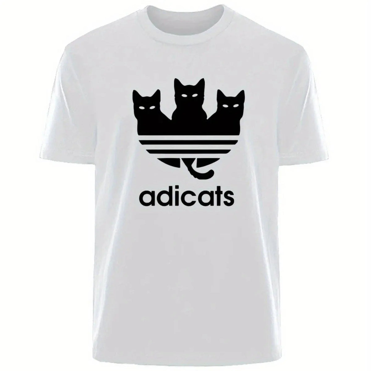 Plus Size Men's Cotton T-Shirt - Cute Three Cats Print, Breathable & Comfortable Casual Tee for Summer Outdoor Streetwear - SS69