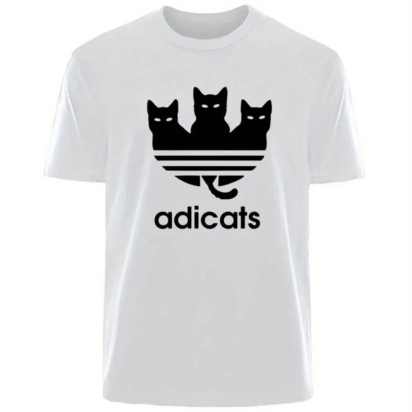 Plus Size Men's Cotton T-Shirt - Cute Three Cats Print, Breathable & Comfortable Casual Tee for Summer Outdoor Streetwear - SS69