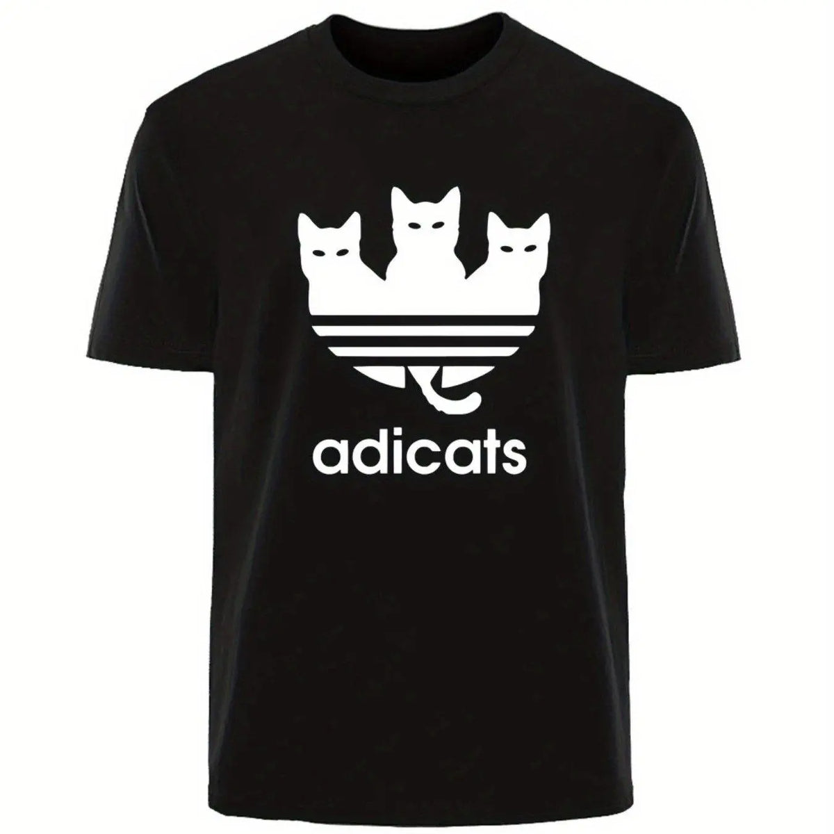 Plus Size Men's Cotton T-Shirt - Cute Three Cats Print, Breathable & Comfortable Casual Tee for Summer Outdoor Streetwear - SS69