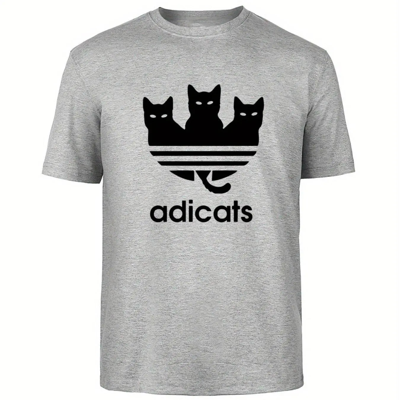 Plus Size Men's Cotton T-Shirt - Cute Three Cats Print, Breathable & Comfortable Casual Tee for Summer Outdoor Streetwear - SS69