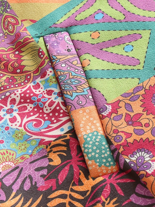 Plus Size Patchwork Print Hooded Coat, Casual Button Front Long Sleeve Warm Outerwear For Fall & Winter, Women's Plus Size Clothing - SS69