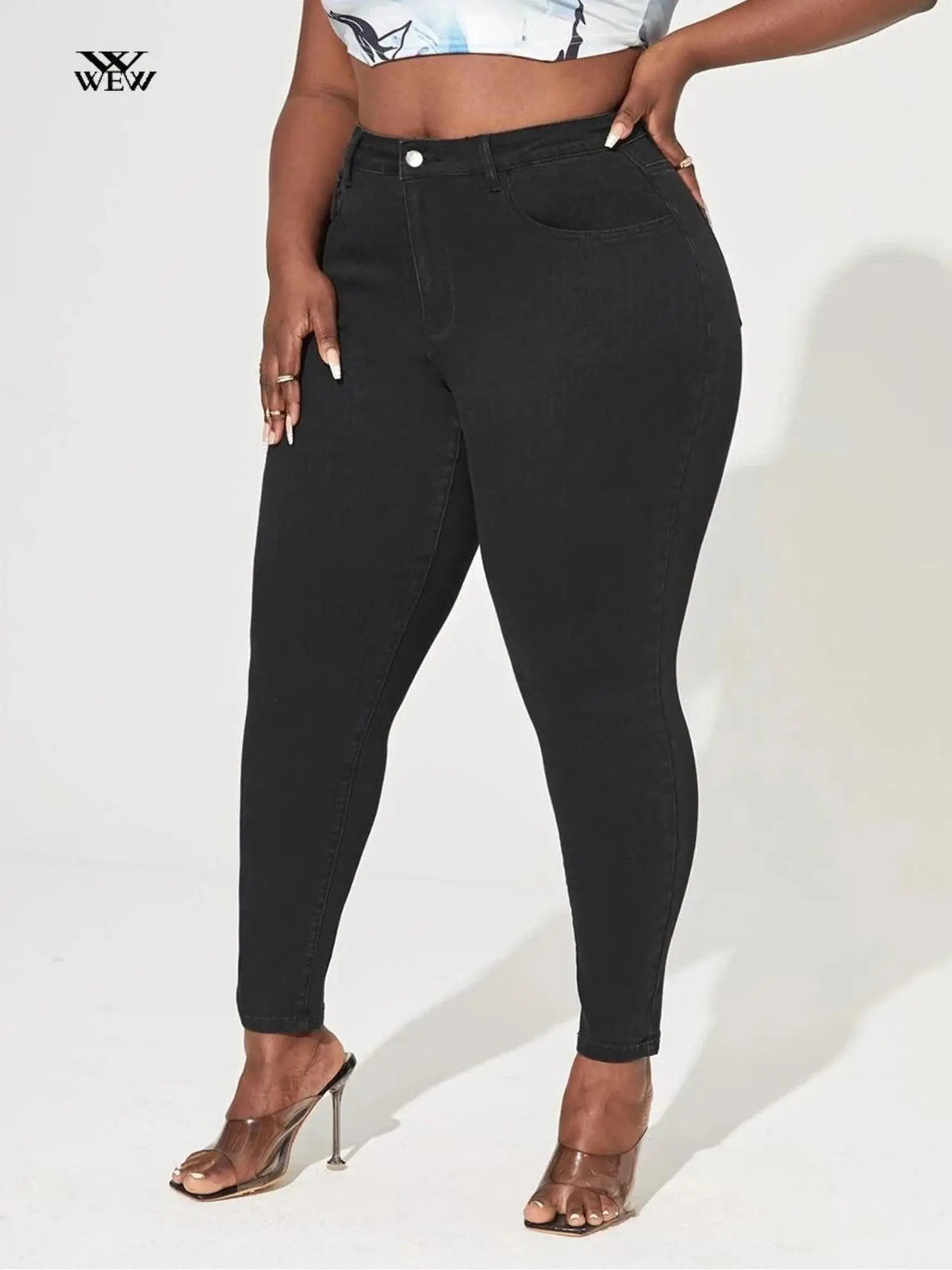 Plus Size Skinny High Waist Jeans for Women Legging Stretch Denim Women Jeans Curvy Pencil Black Color Mom Jeans Fitting Pants SS69