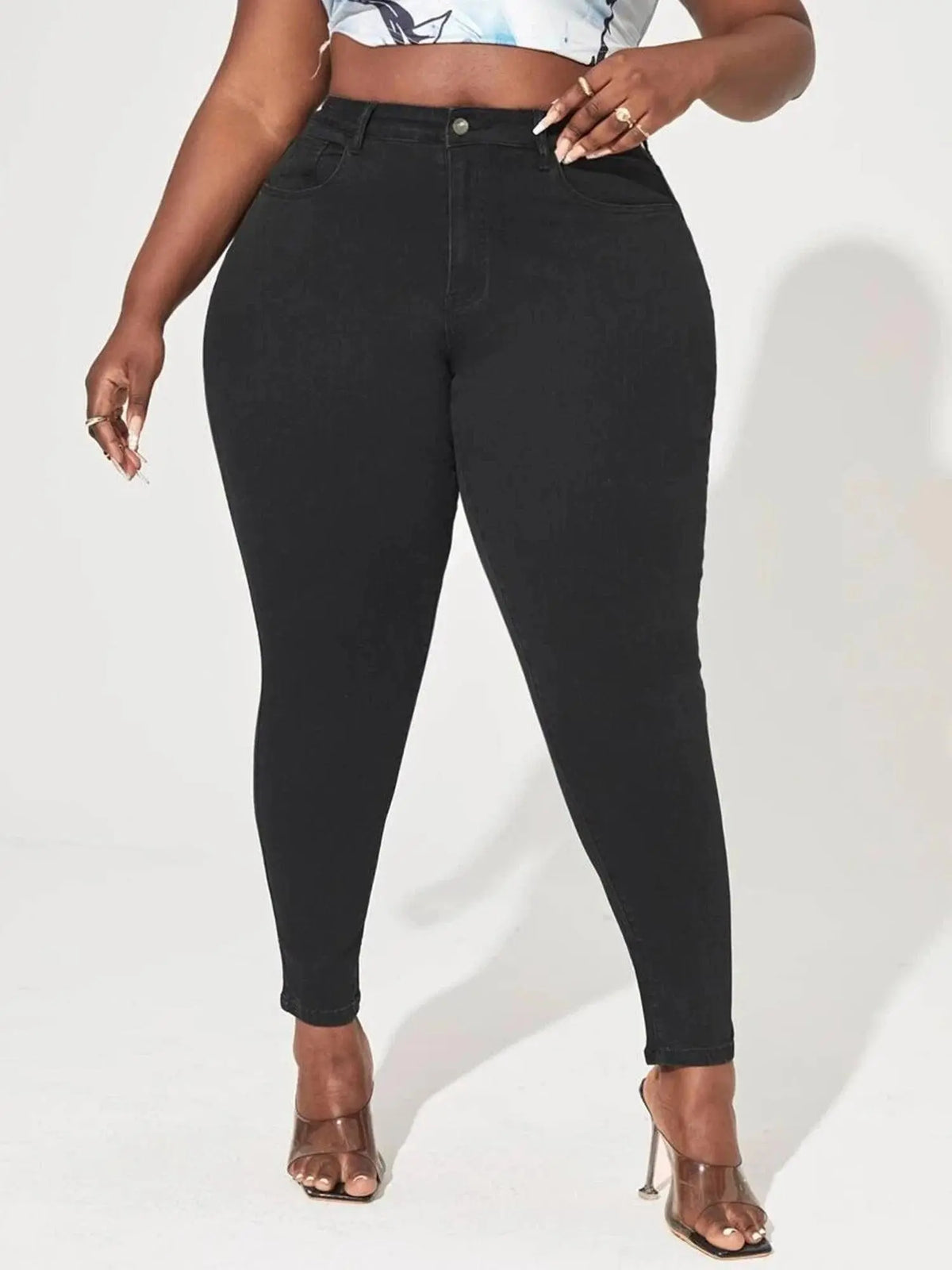 Plus Size Skinny High Waist Jeans for Women Legging Stretch Denim Women Jeans Curvy Pencil Black Color Mom Jeans Fitting Pants SS69