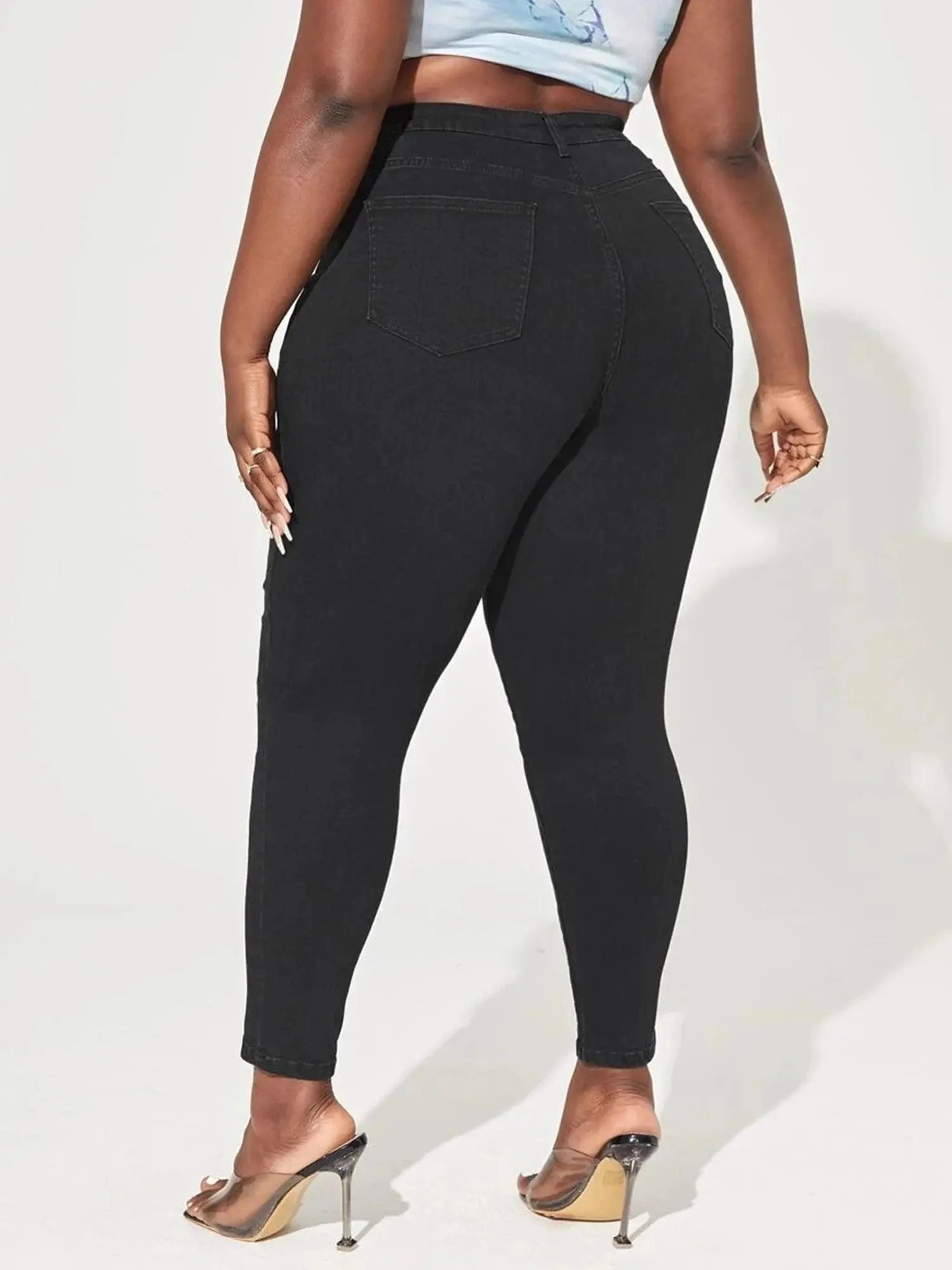 Plus Size Skinny High Waist Jeans for Women Legging Stretch Denim Women Jeans Curvy Pencil Black Color Mom Jeans Fitting Pants SS69