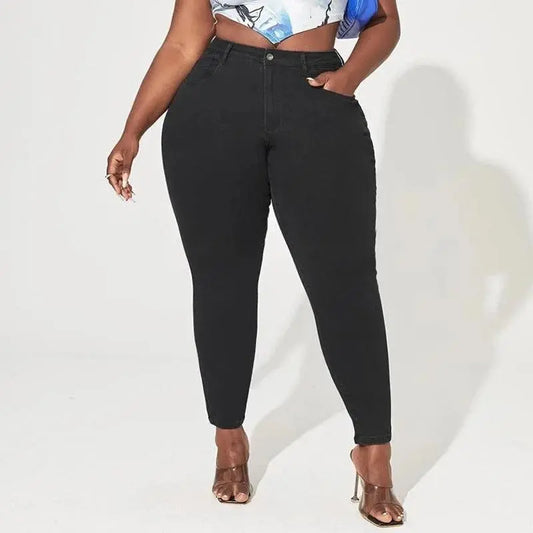 Plus Size Skinny High Waist Jeans for Women Legging Stretch Denim Women Jeans Curvy Pencil Black Color Mom Jeans Fitting Pants SS69