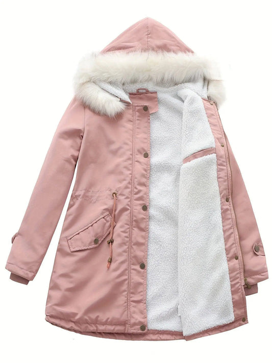 Plus Size Women's Parka Coat with Hood - 100% Polyester SS69