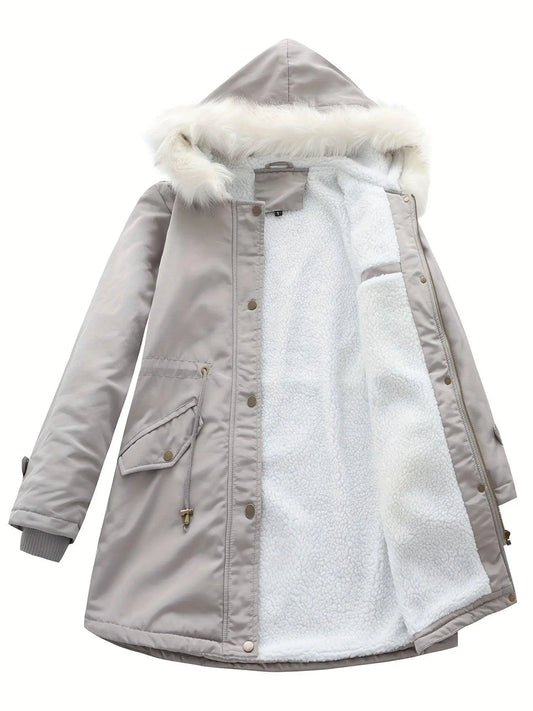 Plus Size Women's Parka Coat with Hood - 100% Polyester SS69