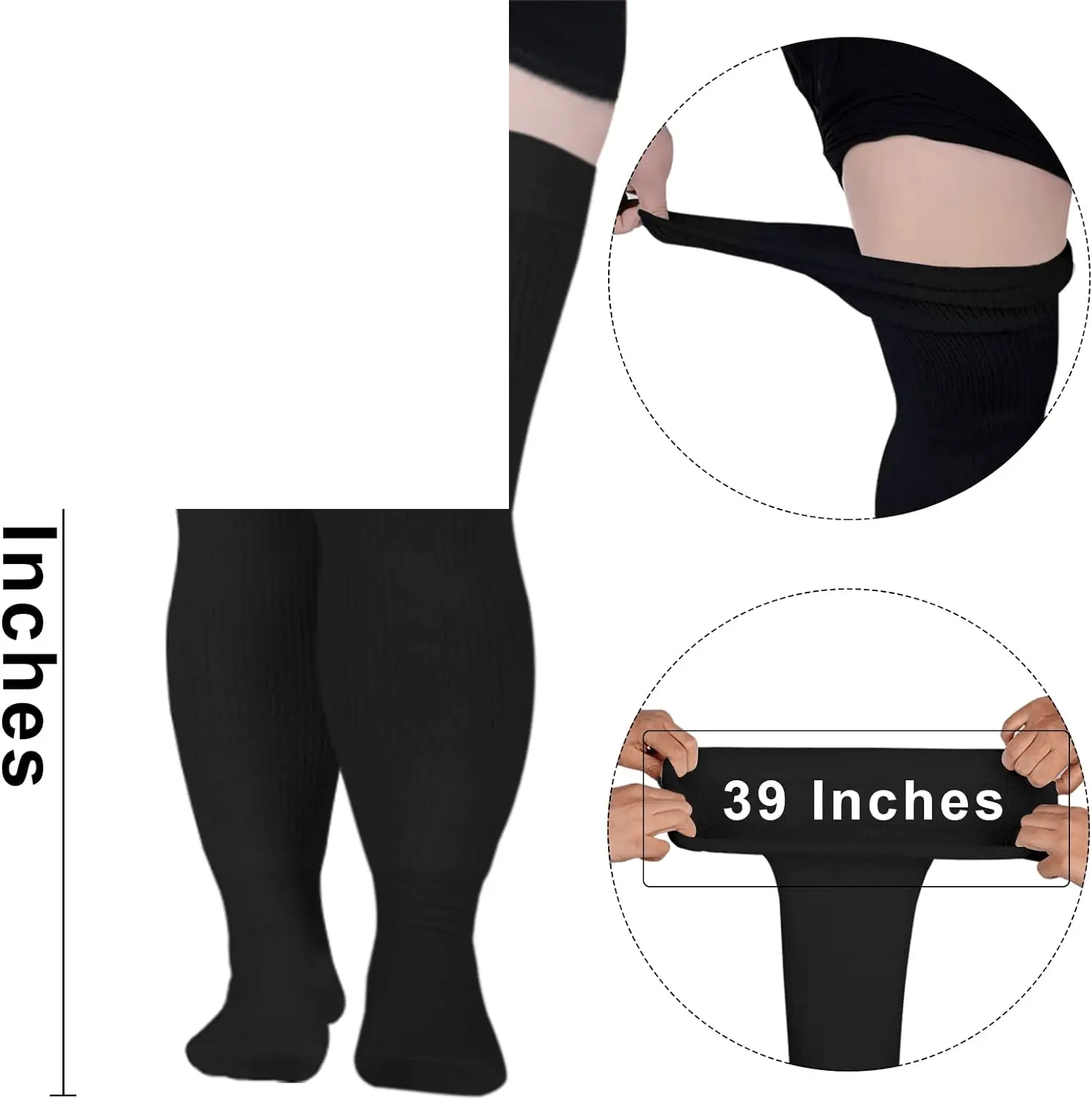Plus Size Womens Thigh High Socks for Thick Thighs- Extra Long - SS69