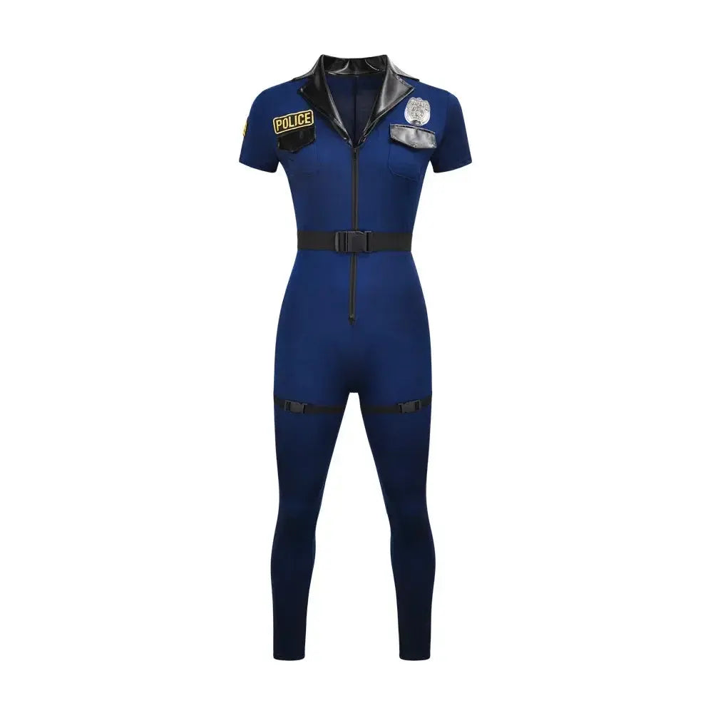 Police Costume Women's Sexy Cop Officer Cosplay Uniform Halloween Carnival Party Policewomen Jumpsuit Fancy Dress SS69
