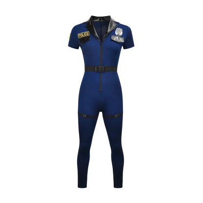 Police Costume Women's Sexy Cop Officer Cosplay Uniform Halloween Carnival Party Policewomen Jumpsuit Fancy Dress SS69