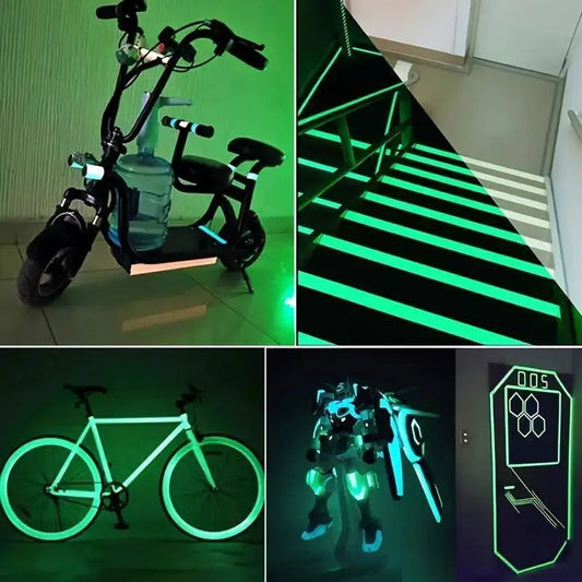 Premium Glow-in-The-Dark PVC Tape - Ultra-Bright, Rechargeable, and Long-Lasting Fluorescent Green Adhesive SS69