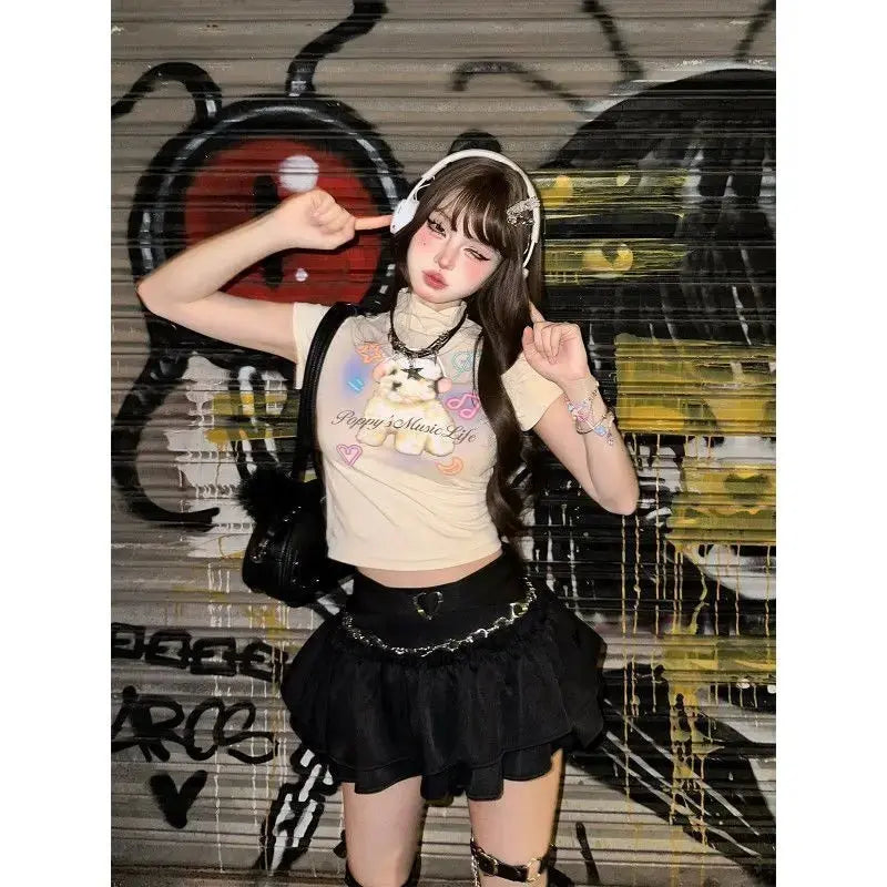 Puffy Cake Skirts Women Ruffles Chic Popular Sweet Spicy Girls Gothic All-match Korean Fashion Streetwear Summer Popular Y2k - SS69