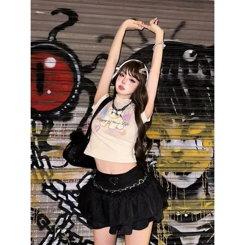 Puffy Cake Skirts Women Ruffles Chic Popular Sweet Spicy Girls Gothic All-match Korean Fashion Streetwear Summer Popular Y2k - SS69