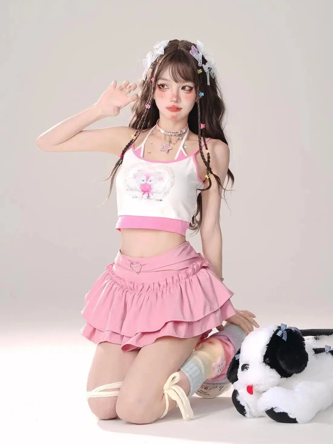 Puffy Cake Skirts Women Ruffles Chic Popular Sweet Spicy Girls Gothic All-match Korean Fashion Streetwear Summer Popular Y2k SS69
