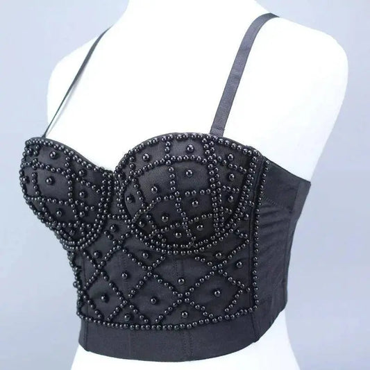 Punk Corset Rhinestone Diamond Tank Top Women Bra Stage Party Camis Sequin Shirt Woman Clothes y2k Blusa Crop Tops Ladies Shaper SS69