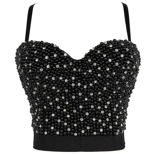 Punk Corset Rhinestone Diamond Tank Top Women Bra Stage Party Camis Sequin Shirt Woman Clothes y2k Blusa Crop Tops Ladies Shaper SS69