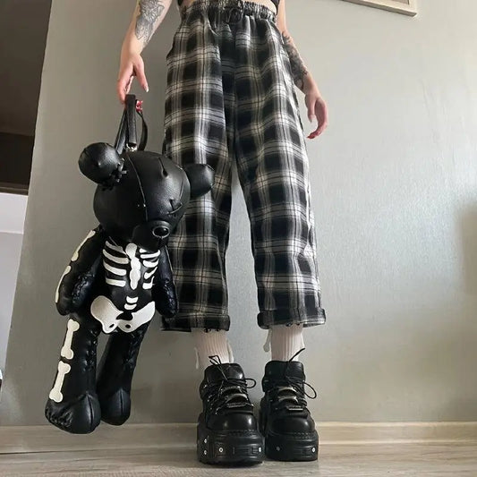 Punk High-Top Sneakers for Women - All-Season Gothic Black Platform Ankle Boots SS69