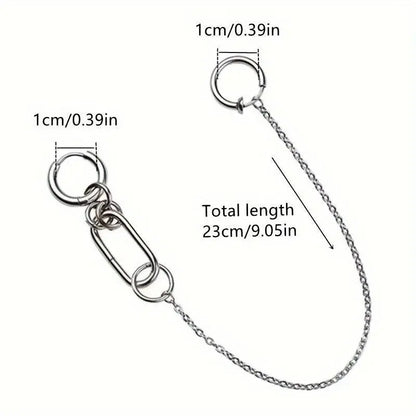 Punk-Inspired Stainless Steel Clip-On Earrings & Lip Chain - No Piercing Required, Fashionable Accessory for Women SS69