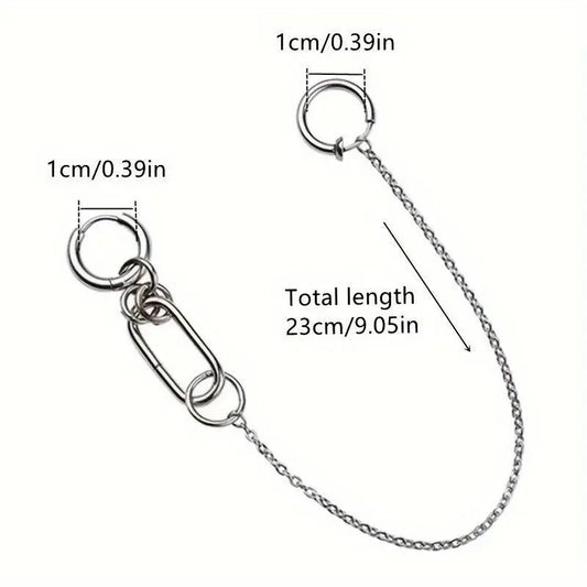 Punk-Inspired Stainless Steel Clip-On Earrings & Lip Chain - No Piercing Required, Fashionable Accessory for Women SS69