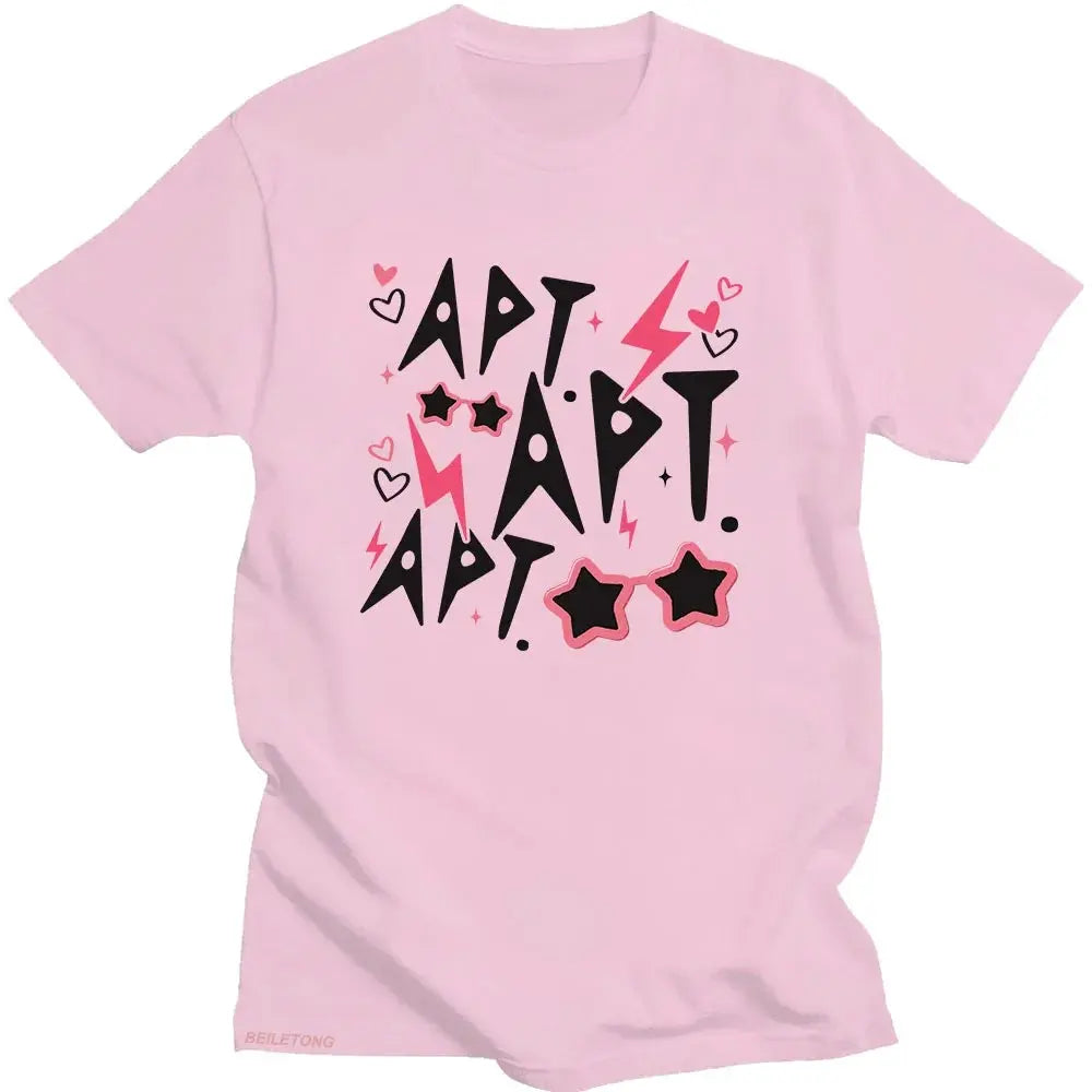 ROSÉ & Bruno Mars APT New Song T-Shirt Graphic Printing Cotton O-neck Tee-shirt Summer Hip Hop Punk Tshirt Unisex Vintage Tops SS69