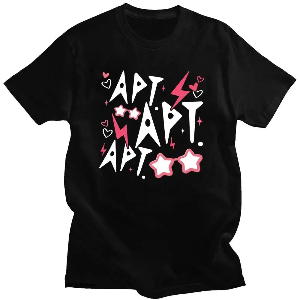 ROSÉ & Bruno Mars APT New Song T-Shirt Graphic Printing Cotton O-neck Tee-shirt Summer Hip Hop Punk Tshirt Unisex Vintage Tops SS69 18.69 black / XL
