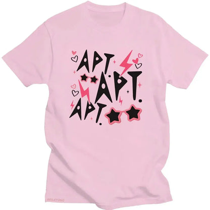 ROSÉ & Bruno Mars APT New Song T-Shirt Graphic Printing Cotton O-neck Tee-shirt Summer Hip Hop Punk Tshirt Unisex Vintage Tops SS69 18.69 pink / XL