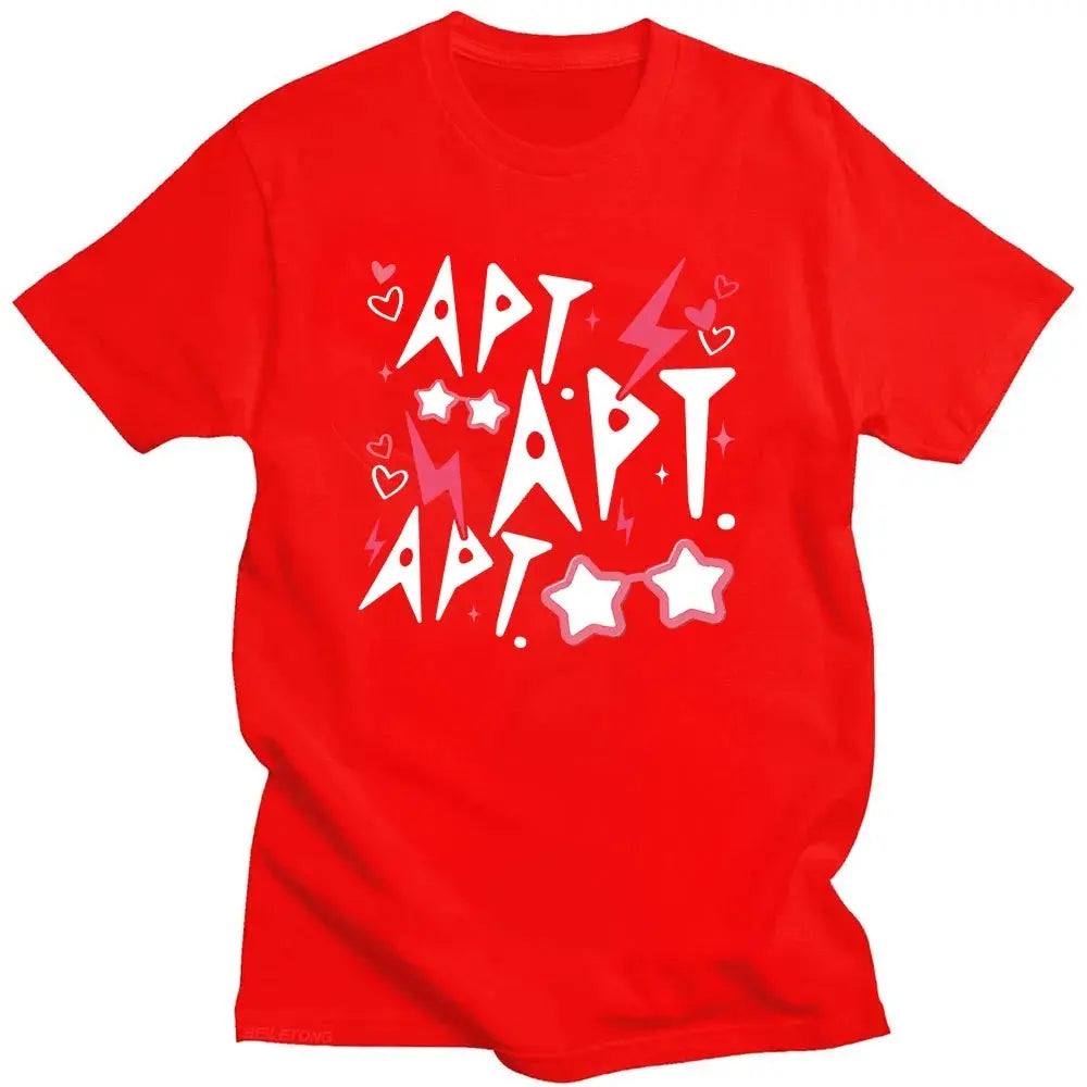 ROSÉ & Bruno Mars APT New Song T-Shirt Graphic Printing Cotton O-neck Tee-shirt Summer Hip Hop Punk Tshirt Unisex Vintage Tops SS69 14.69 red / XS
