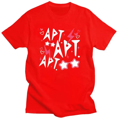 ROSÉ & Bruno Mars APT New Song T-Shirt Graphic Printing Cotton O-neck Tee-shirt Summer Hip Hop Punk Tshirt Unisex Vintage Tops SS69 14.69 red / XS