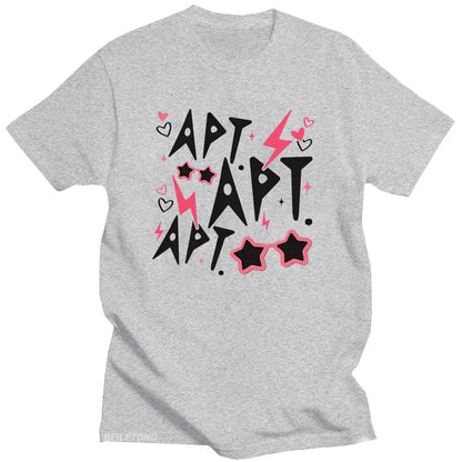 ROSÉ & Bruno Mars APT New Song T-Shirt Graphic Printing Cotton O-neck Tee-shirt Summer Hip Hop Punk Tshirt Unisex Vintage Tops SS69 18.69 gray / XL