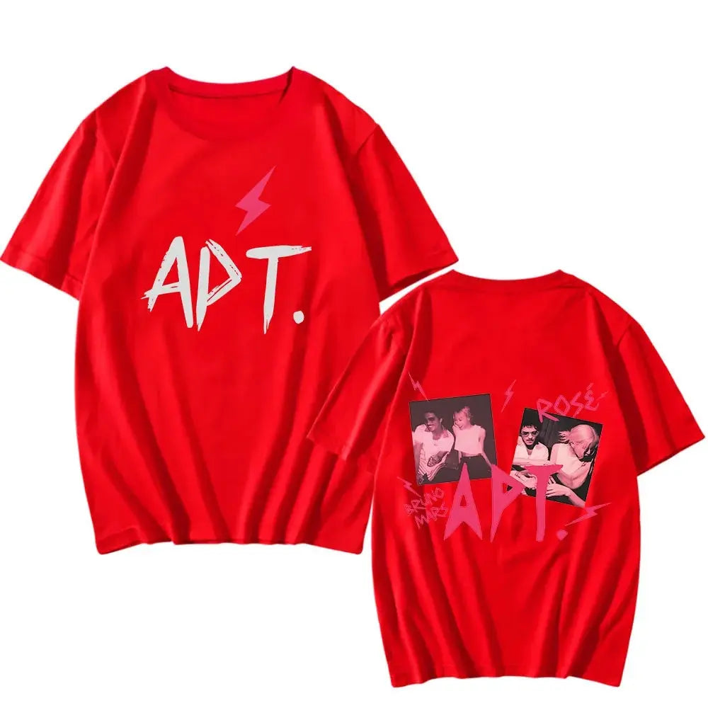 ROSÉ & Bruno Mars APT Song T-Shirt Graphic Printing Hip Hop Vintage Tee-shirt Short Sleeve Harajuku Tshirt Unisex Cotton Tees SS69 14.69 red / XL